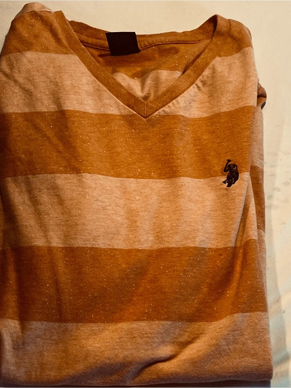 U.S. Polo Assn. Men’s XL Striped V-Neck T-Shirt – 100% Cotton